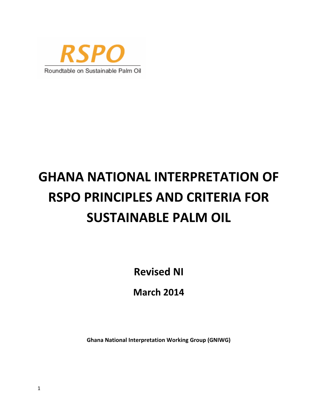 Ghana National Interpretation of Rspo Principles and Criteria for Sustainable Palm Oil