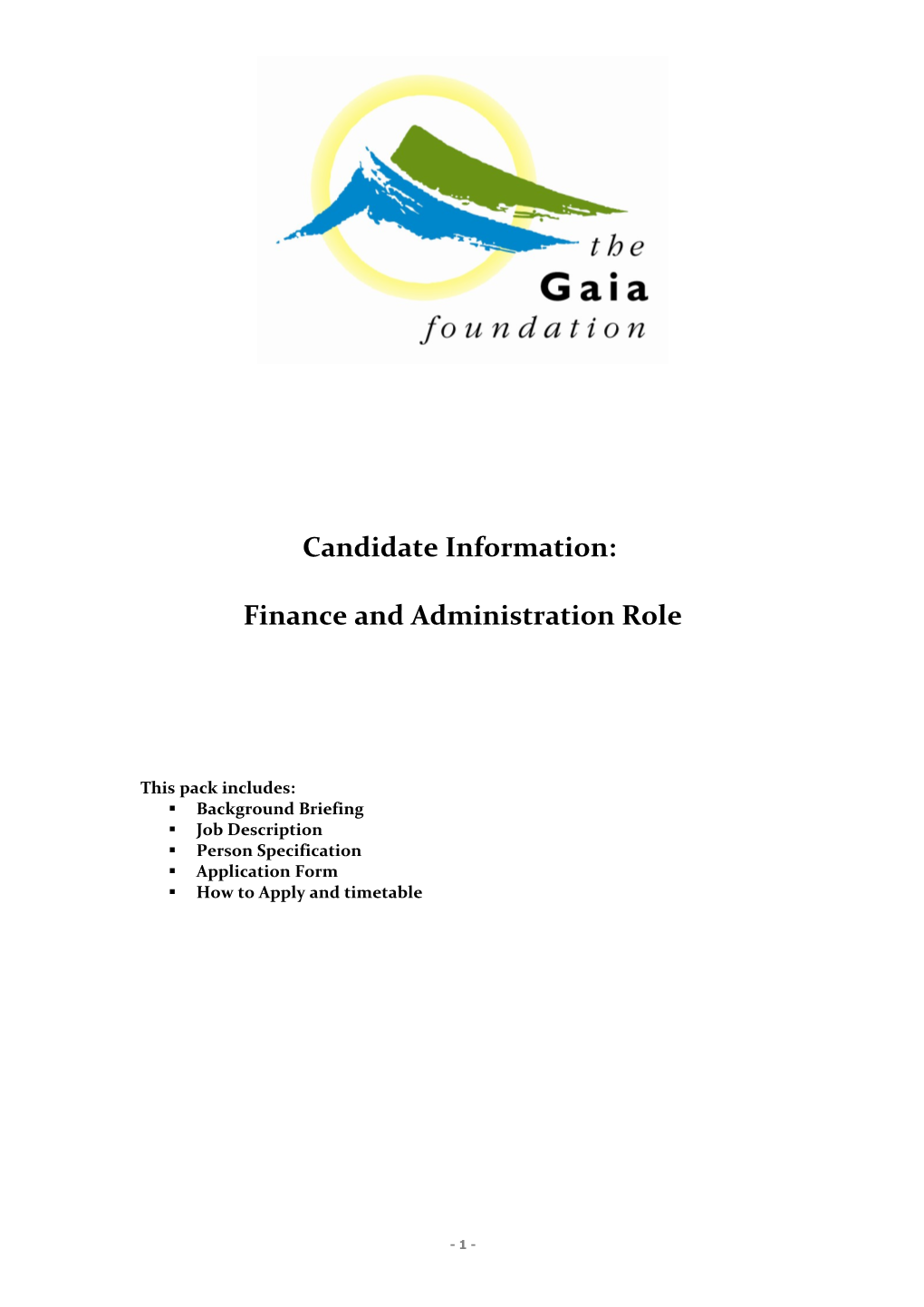 Finance and Administration Role