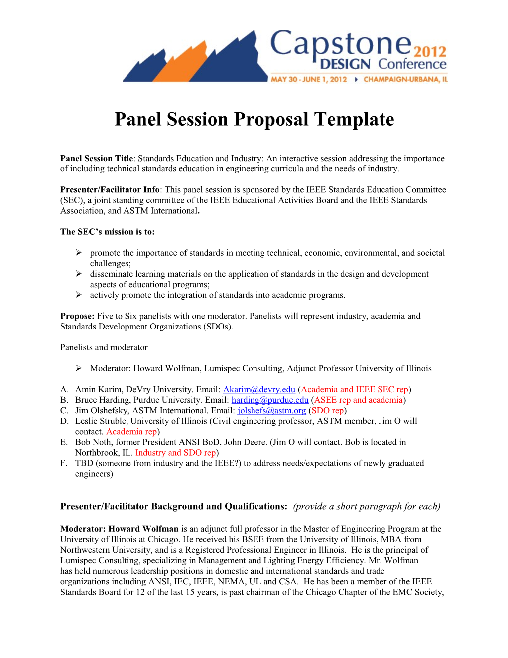 Panel Session Proposal Template