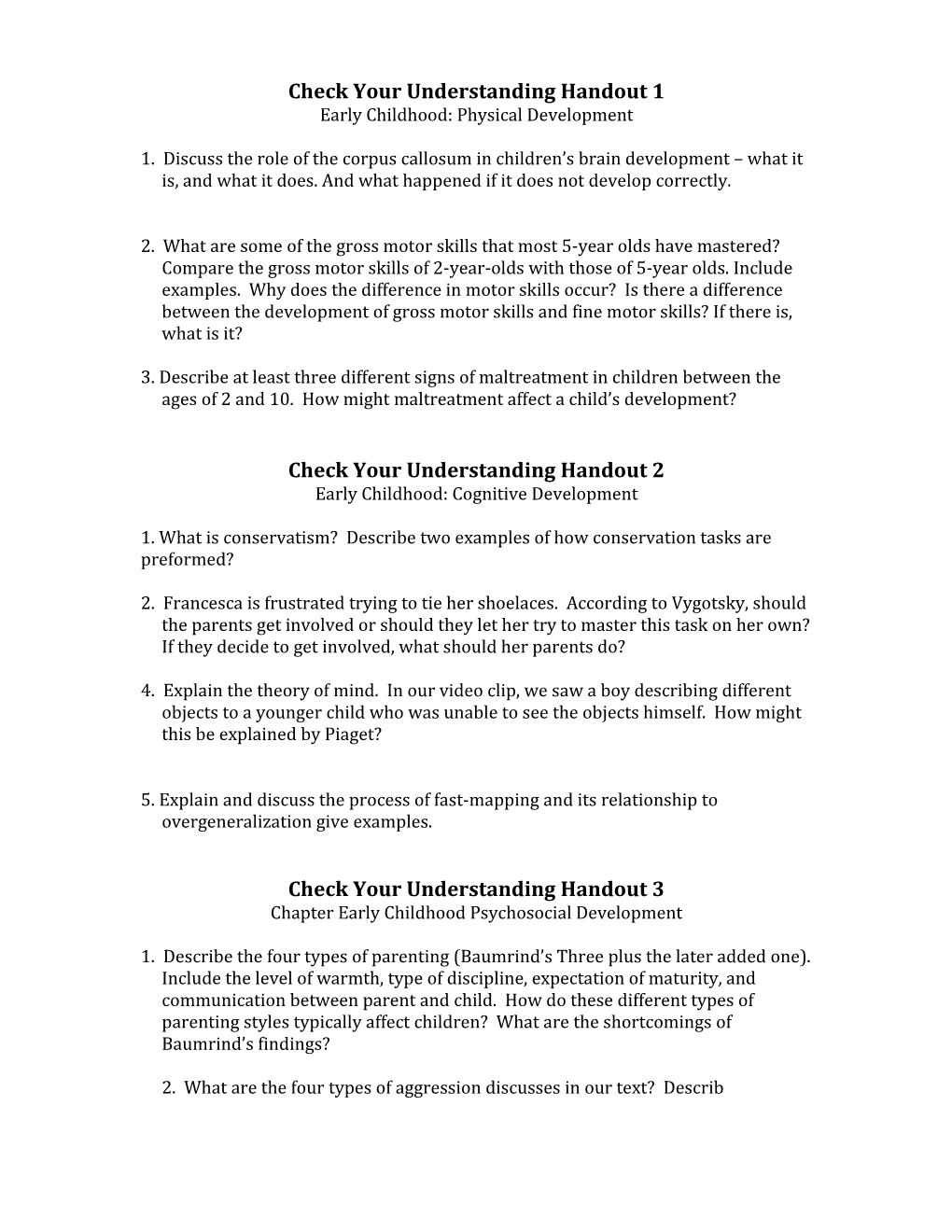 Check Your Understanding Handout 1