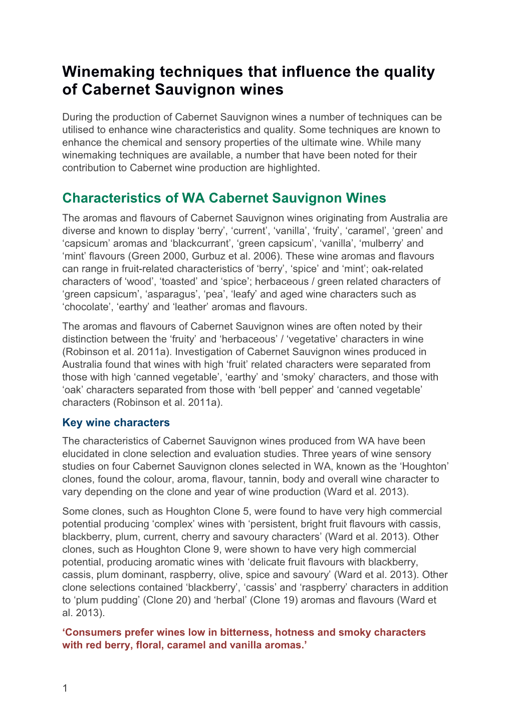 Winemaking Techniquesthat Influence the Quality of Cabernet Sauvignon Wines