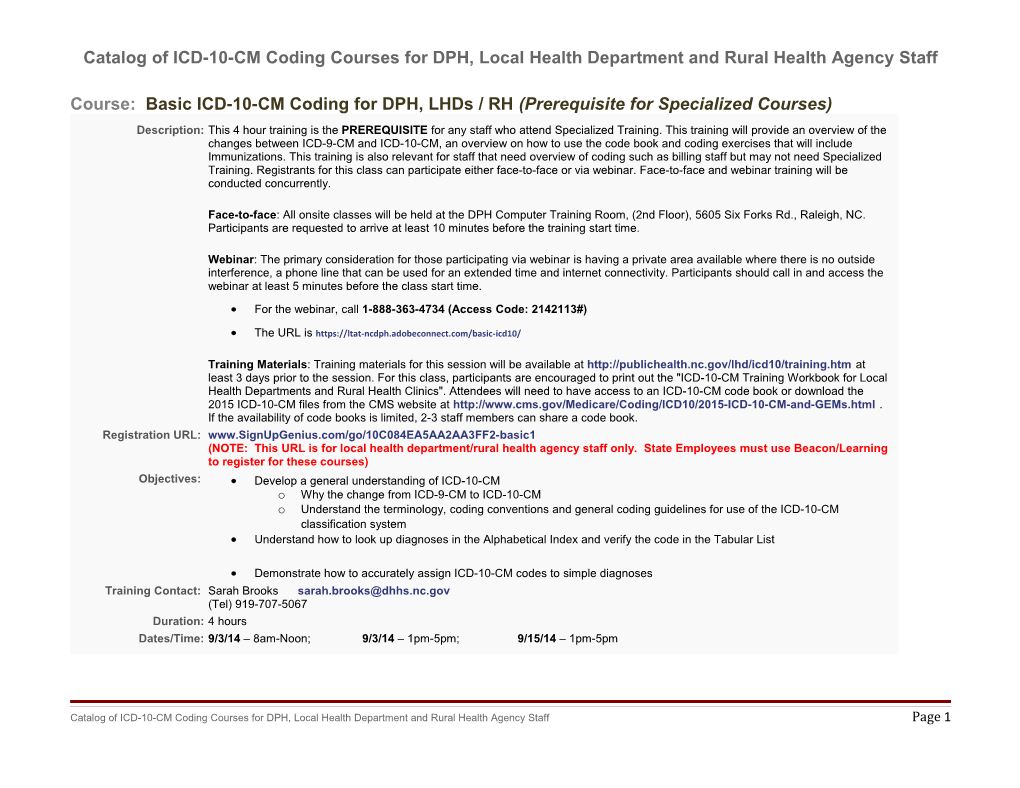 Course: Basic ICD-10-CM Coding for Lhds / RH (Prerequisite for Specialized Courses)