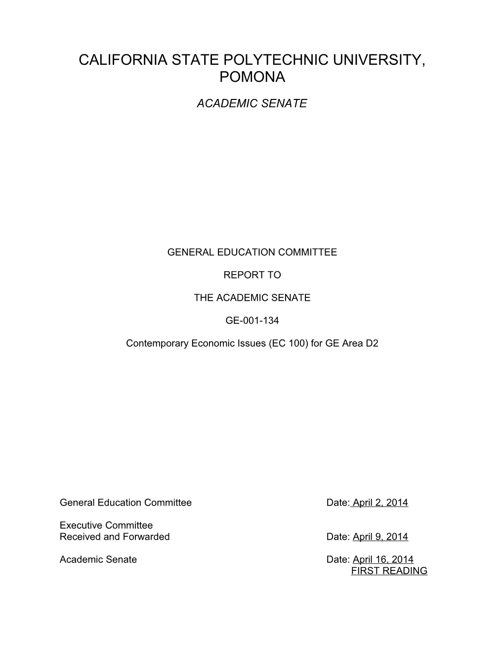 Contemporary Economic Issues (EC 100) for GE Area D2page 1 of 15