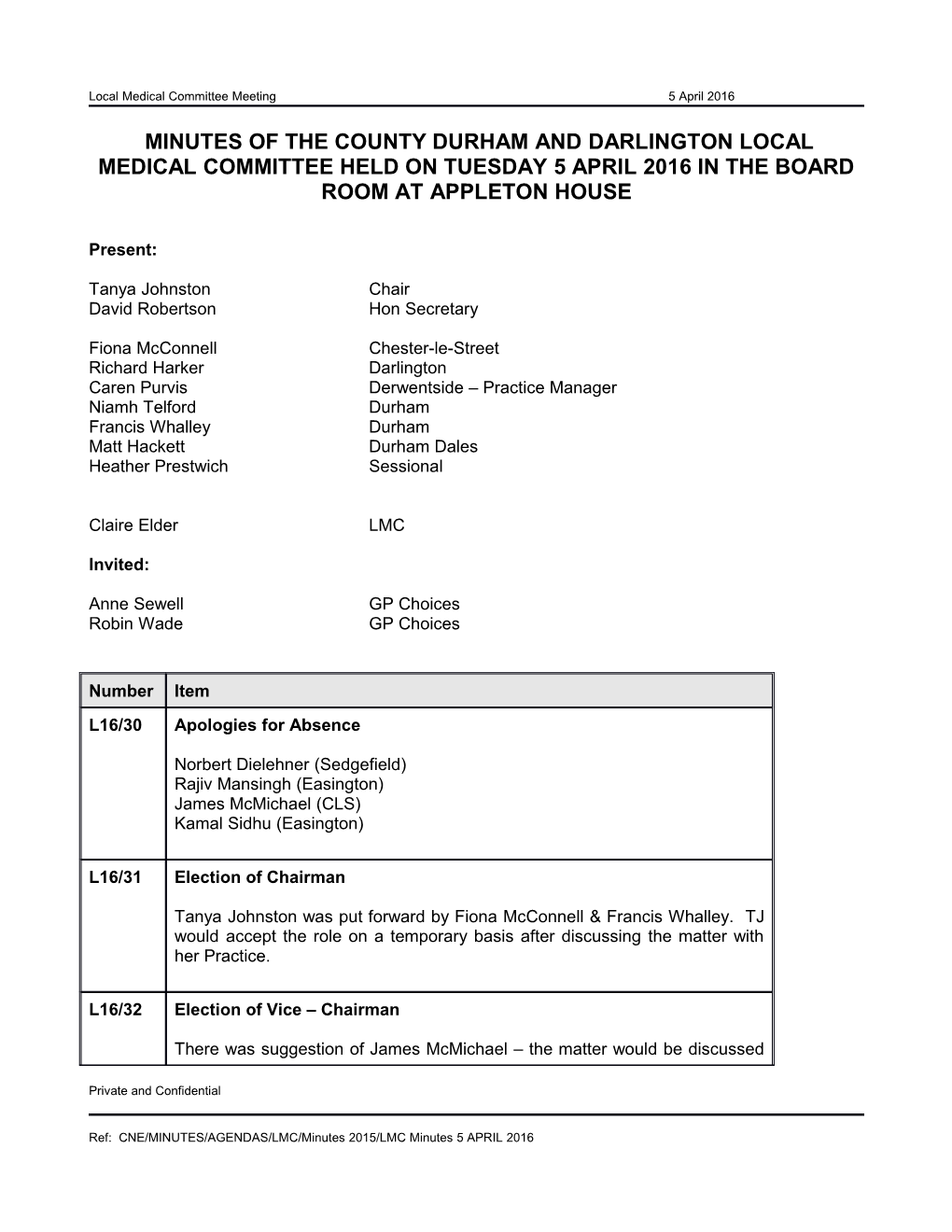 Local Medical Committee Meeting5 April 2016