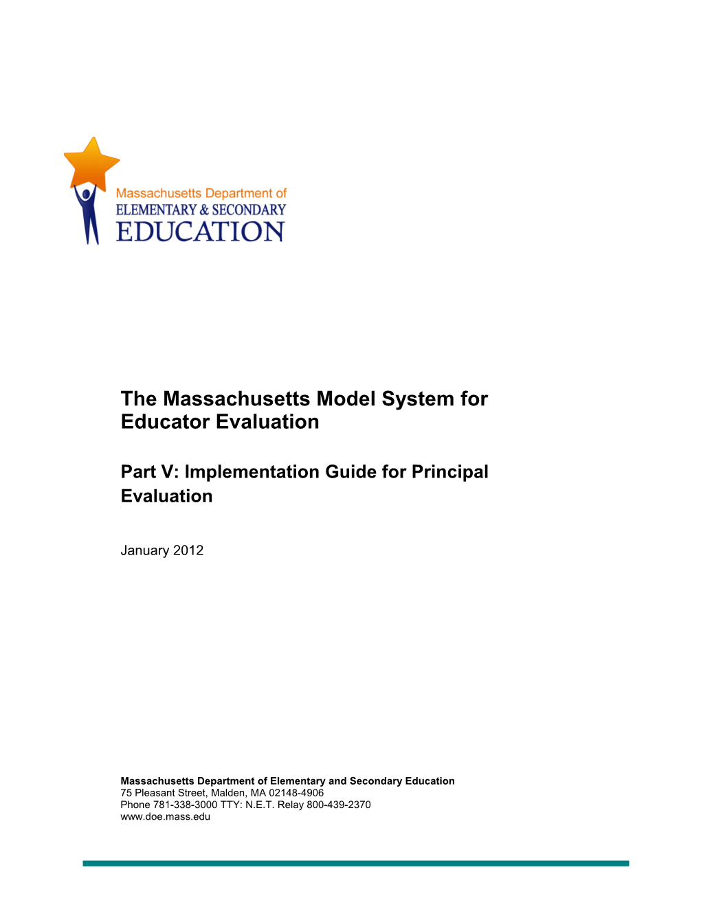 ESE Model System Part V Implementation Guide for Principal Evaluation
