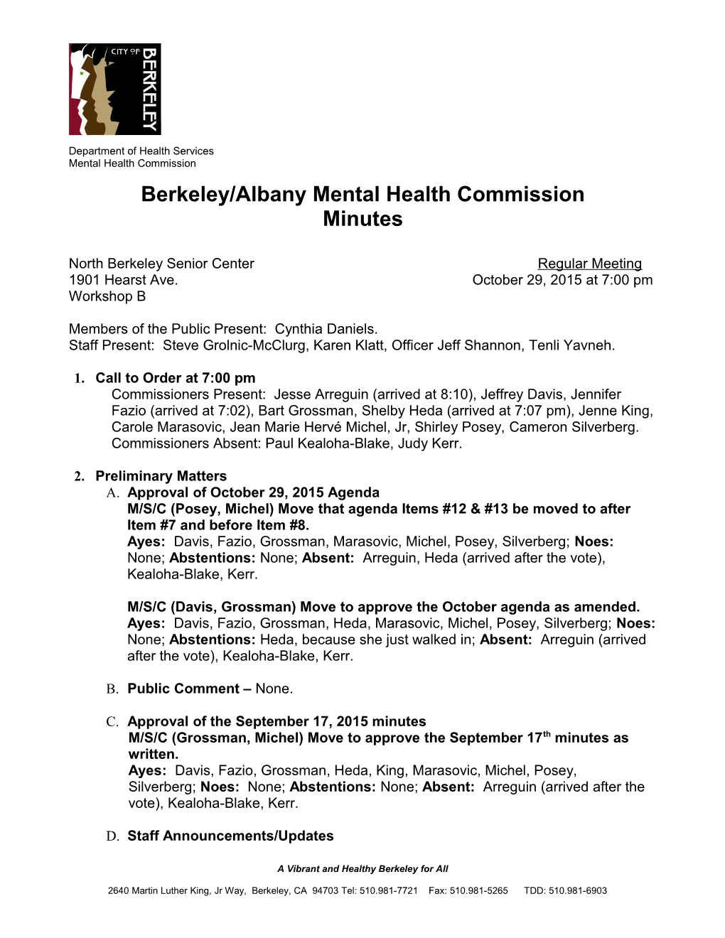 Berkeley/Albany Mental Health Commission