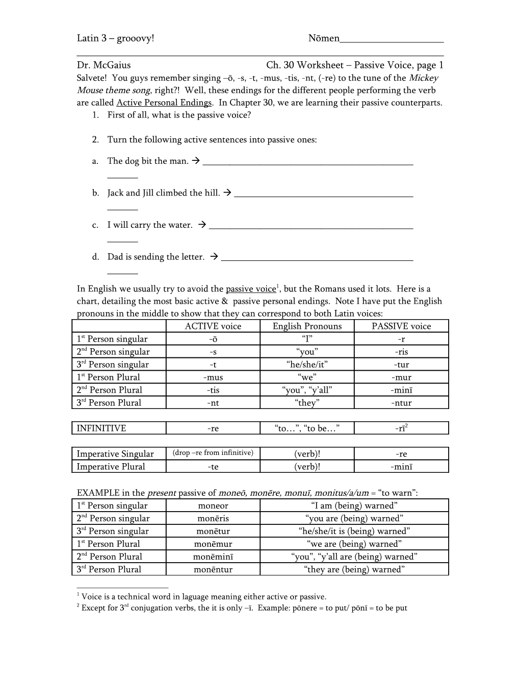 Dr. Mcgaiusch. 30 Worksheet Passive Voice, Page 1