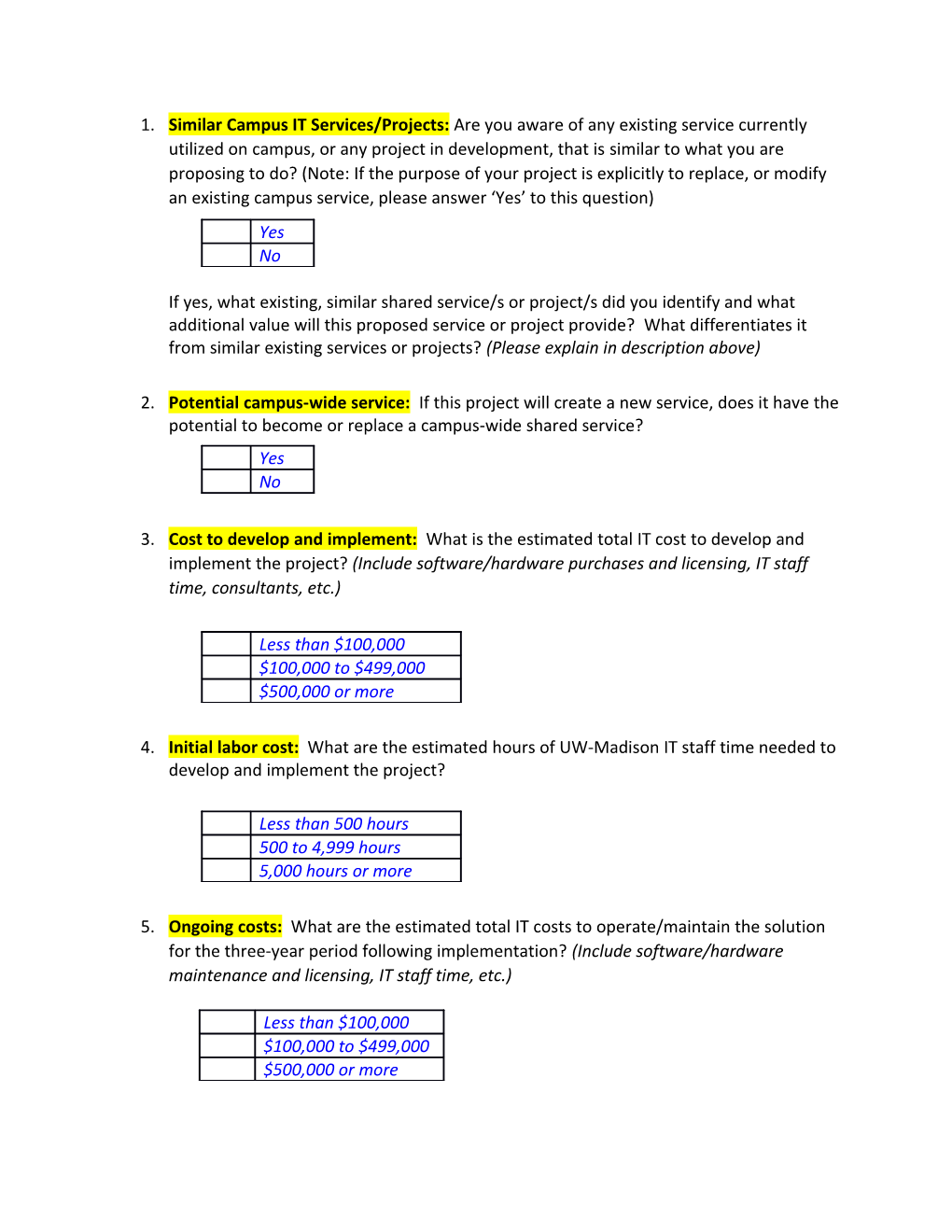 IT Project Proposal Intake Form - Template