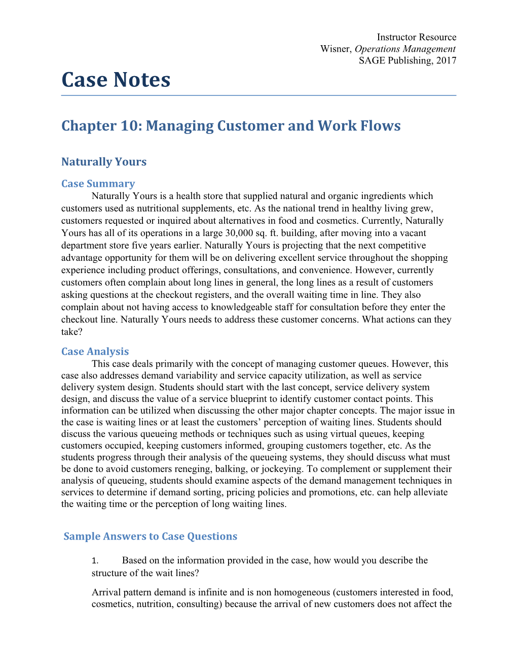 Chapter 10: Managing Customer and Work Flows
