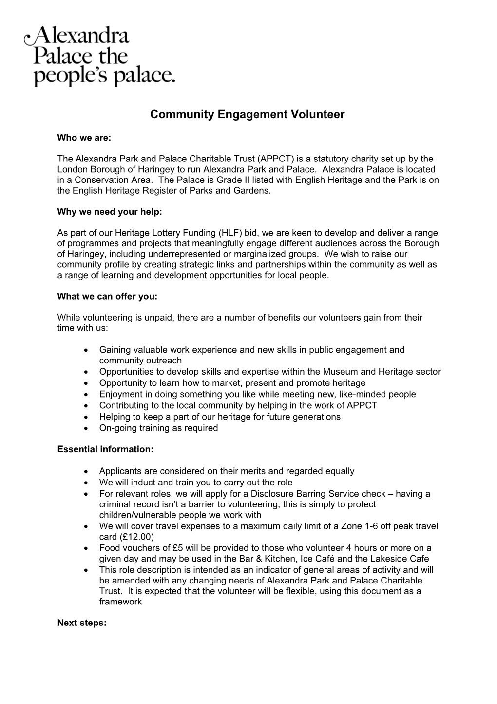Community Engagement Volunteer
