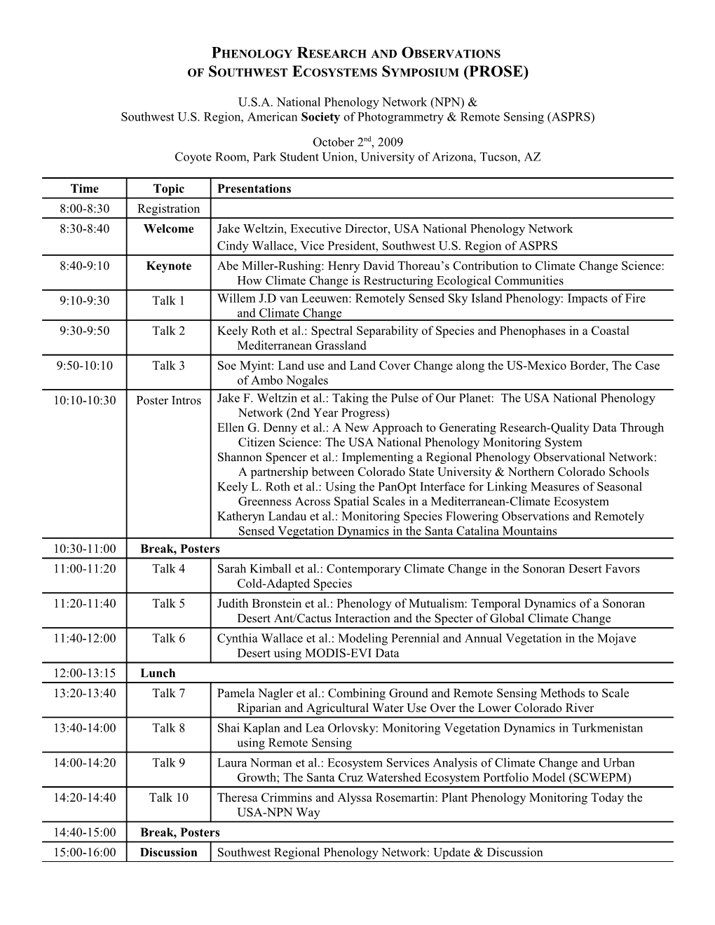 Phenology Research and Observations