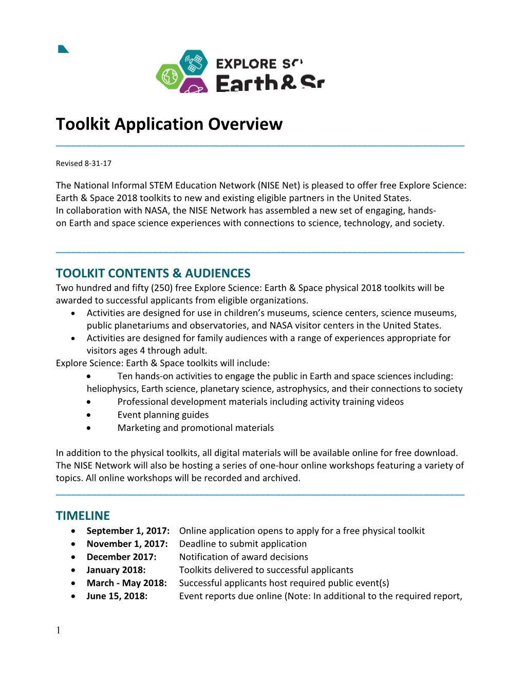 Toolkit Application Overview