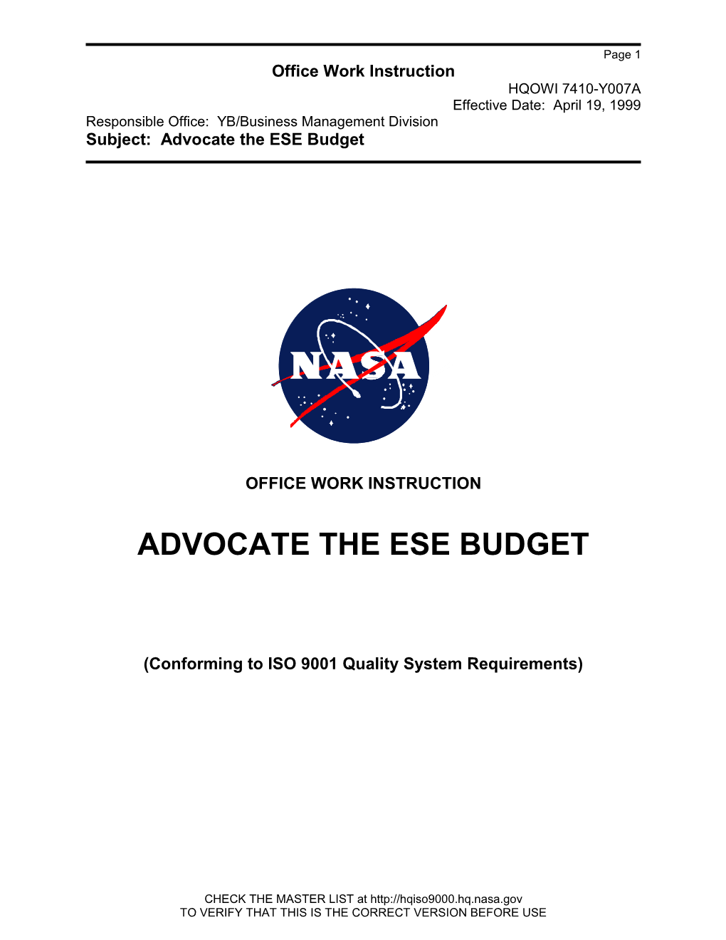 Advocate the ESE Budget
