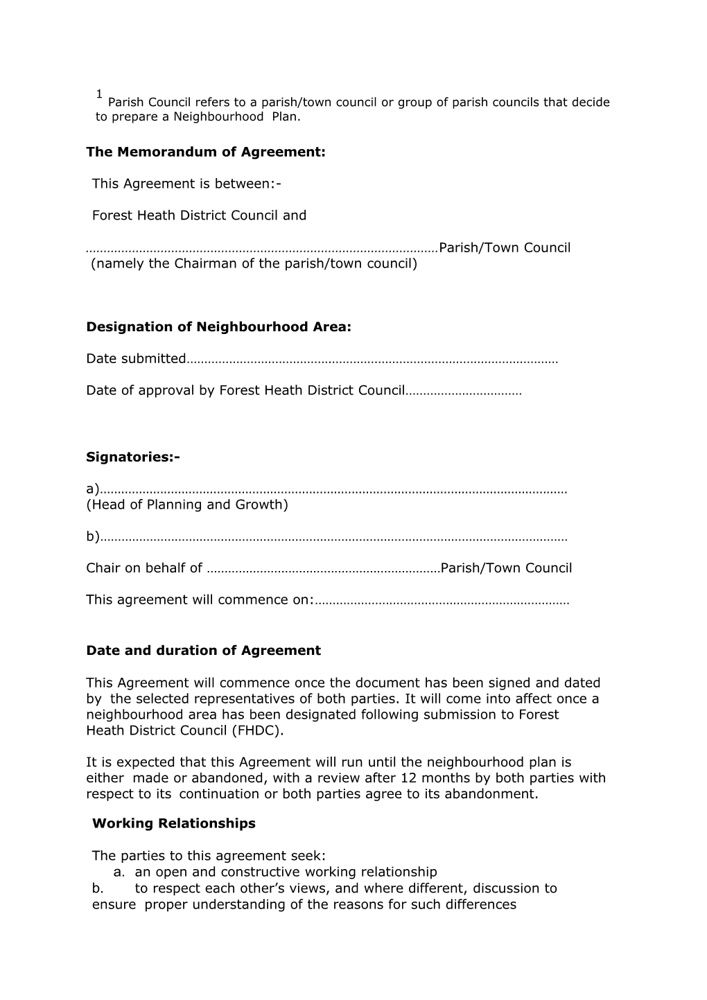 Model Template Forservicelevelagreementbetweenforest Heath District Council And