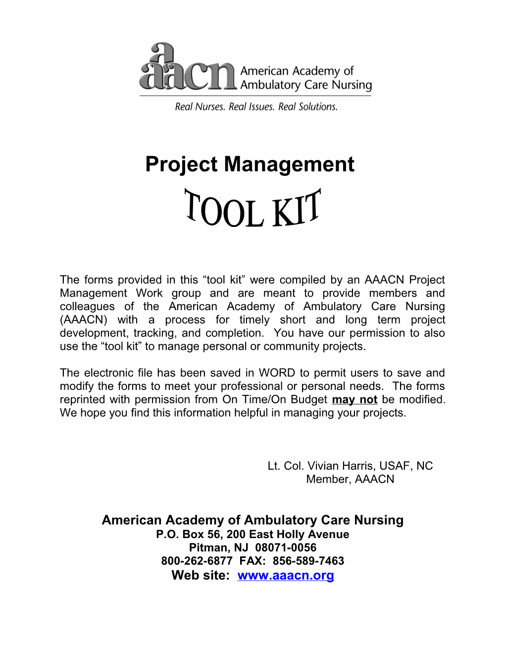Aaacn Project Management Form