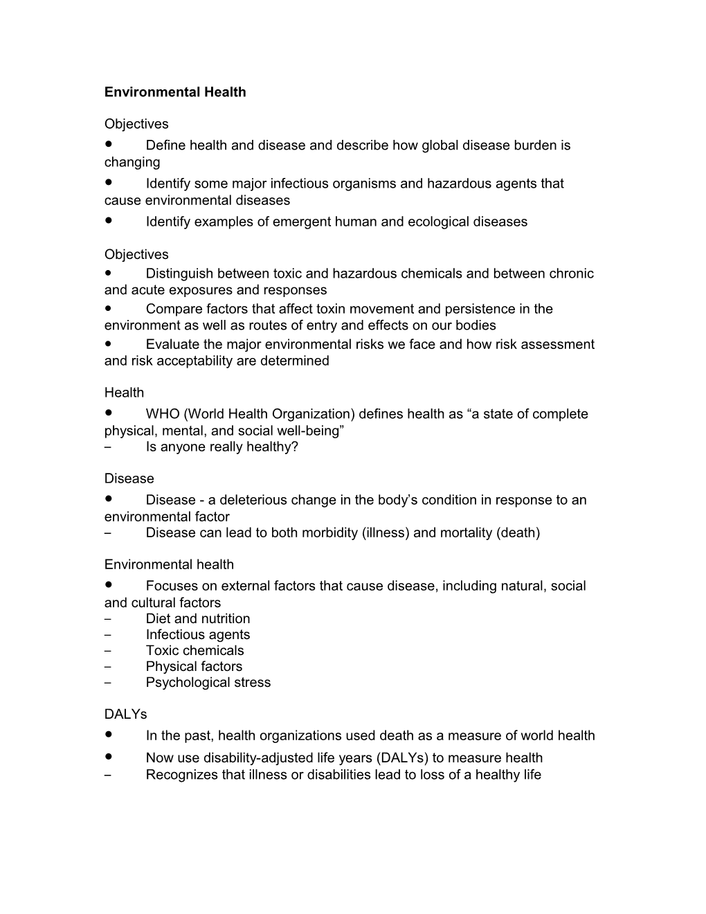 Define Health and Disease and Describe How Global Disease Burden Is Changing