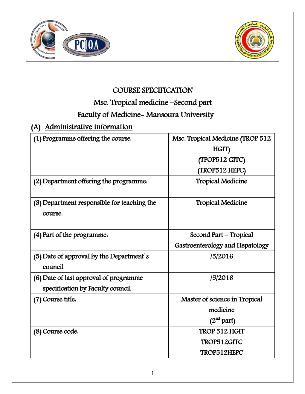 Msc. Tropical Medicine Second Part