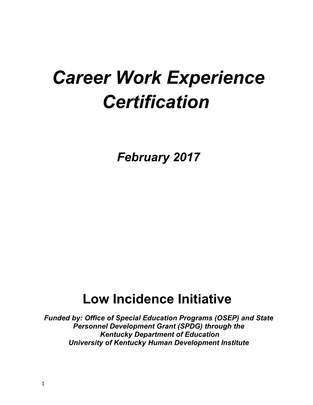 Career Work Experience Certification