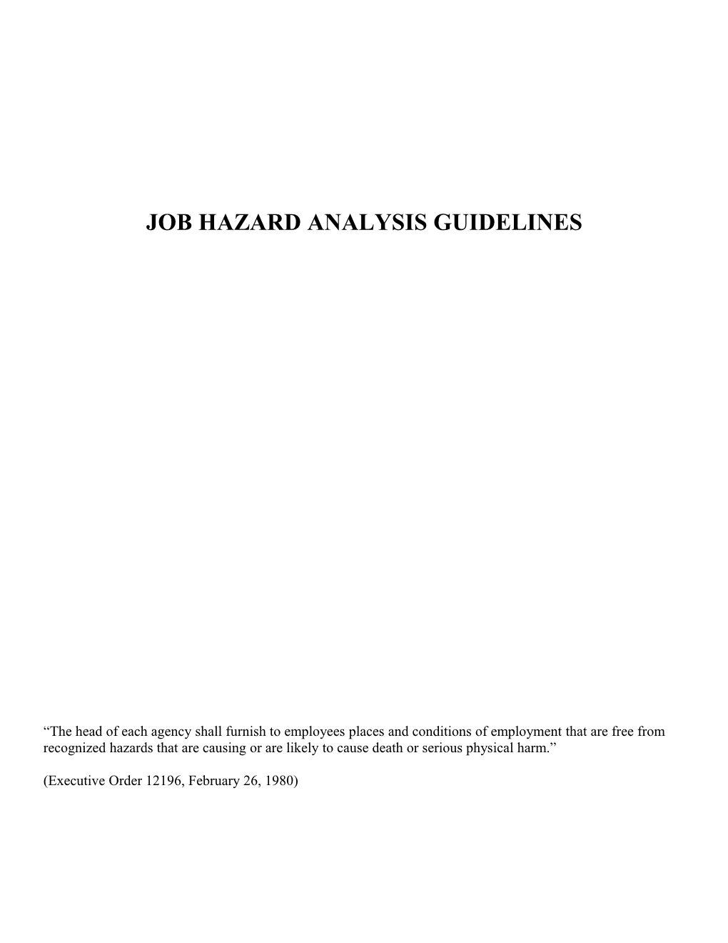 Job Hazard Analysis Guidelines