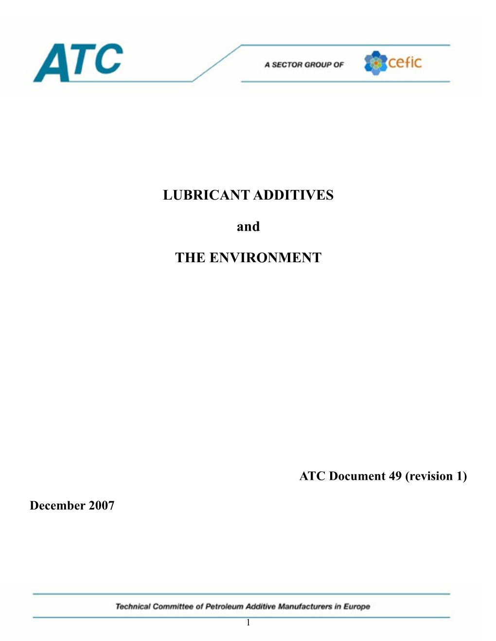 Lubricant Additives and the Environment