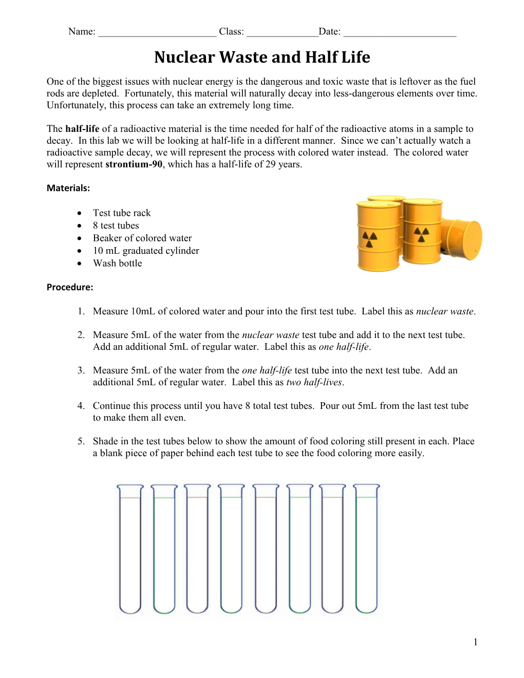 Nuclear Waste and Half Life