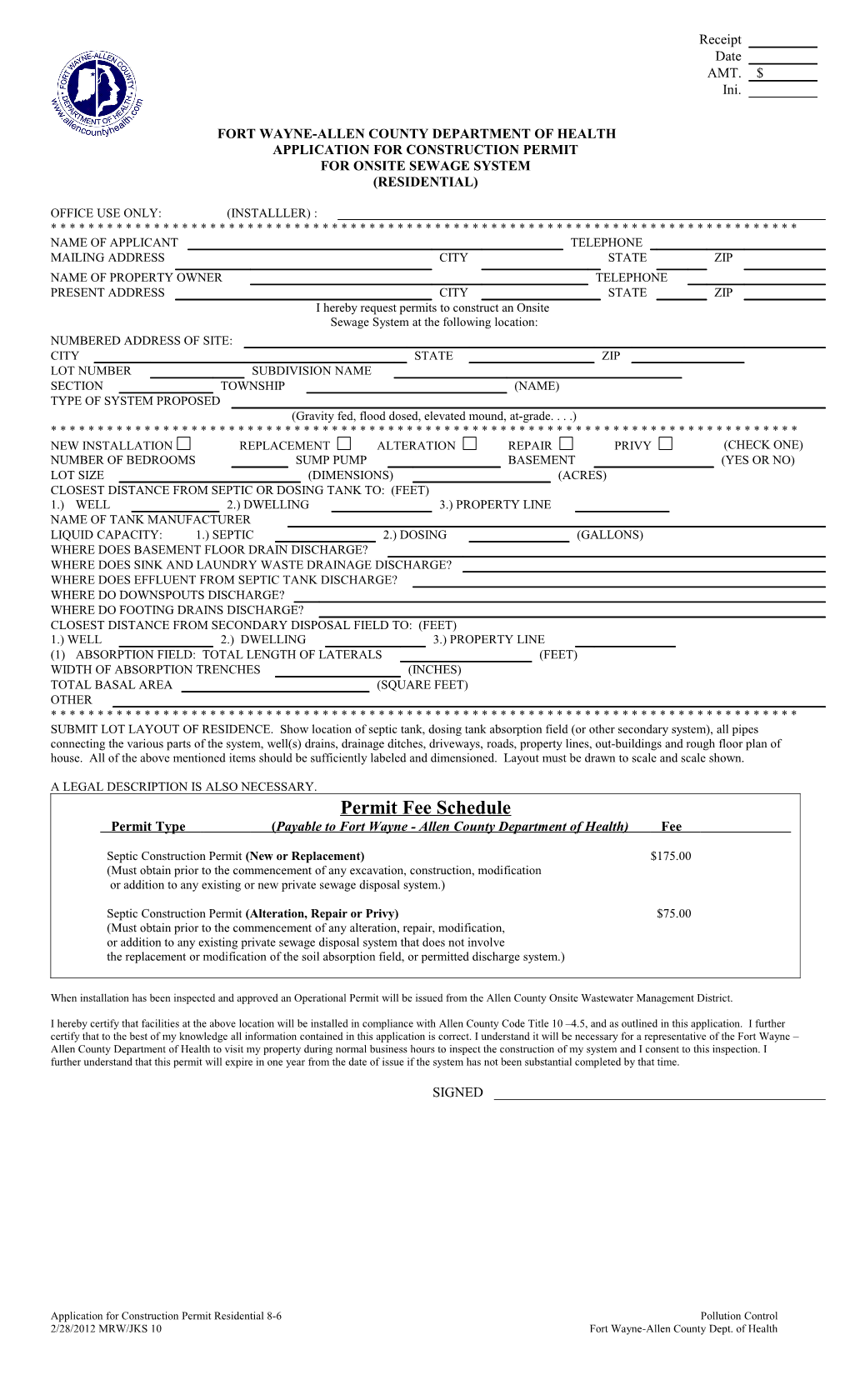 Application for Construction Permit