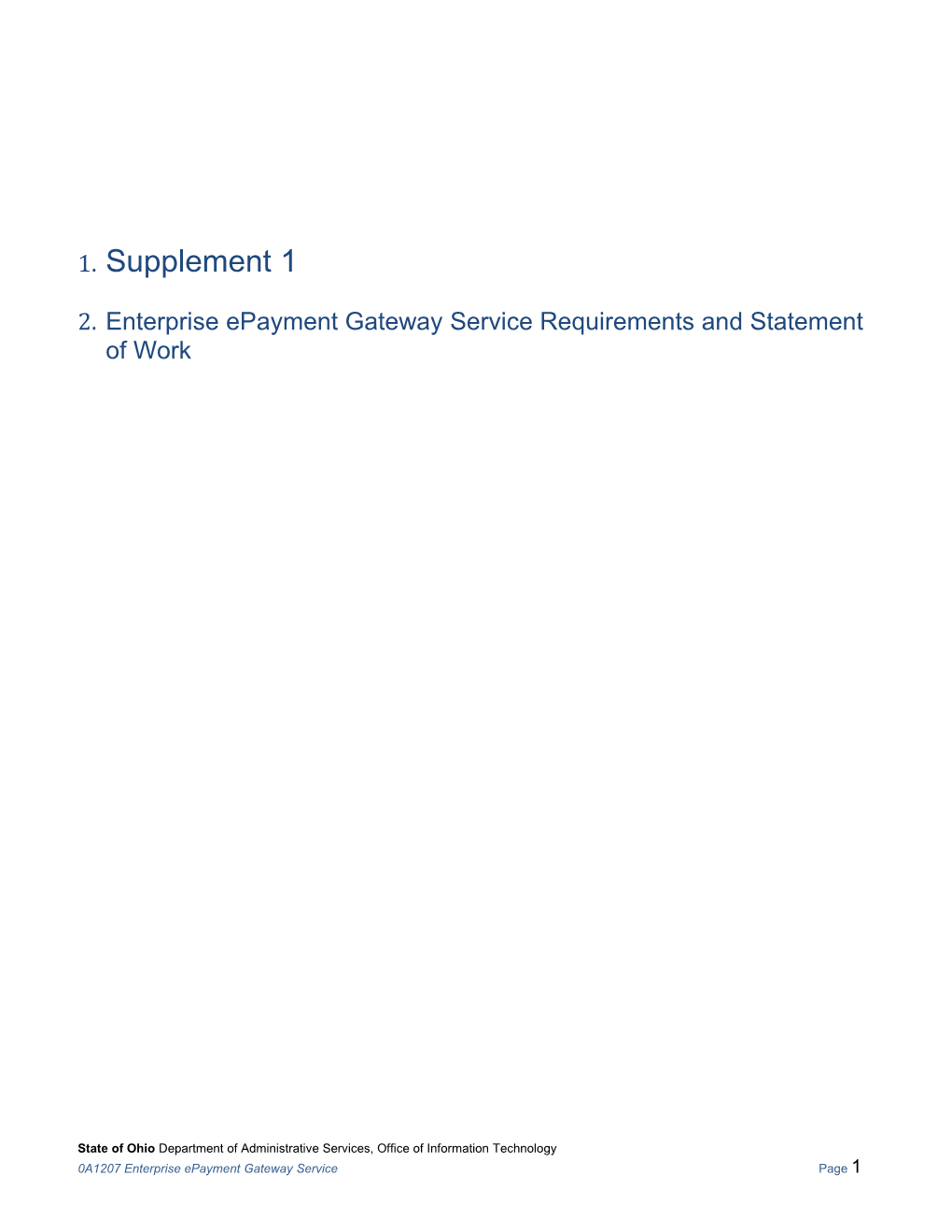 Enterprise Epaymentgateway Service Requirements and Statement of Work