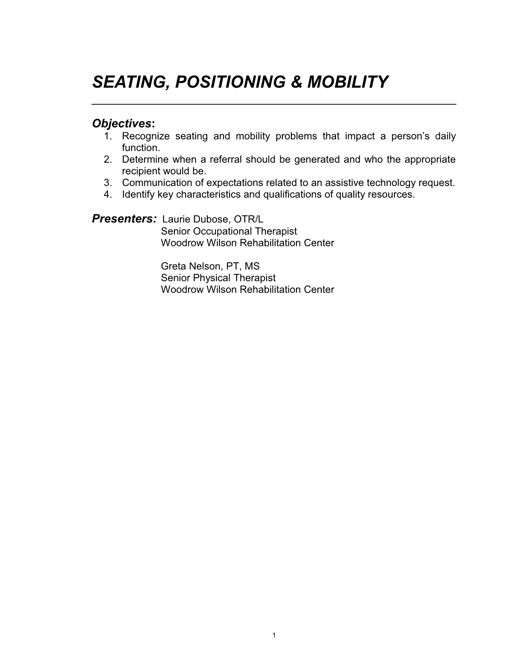 06 - Seating and Positioning