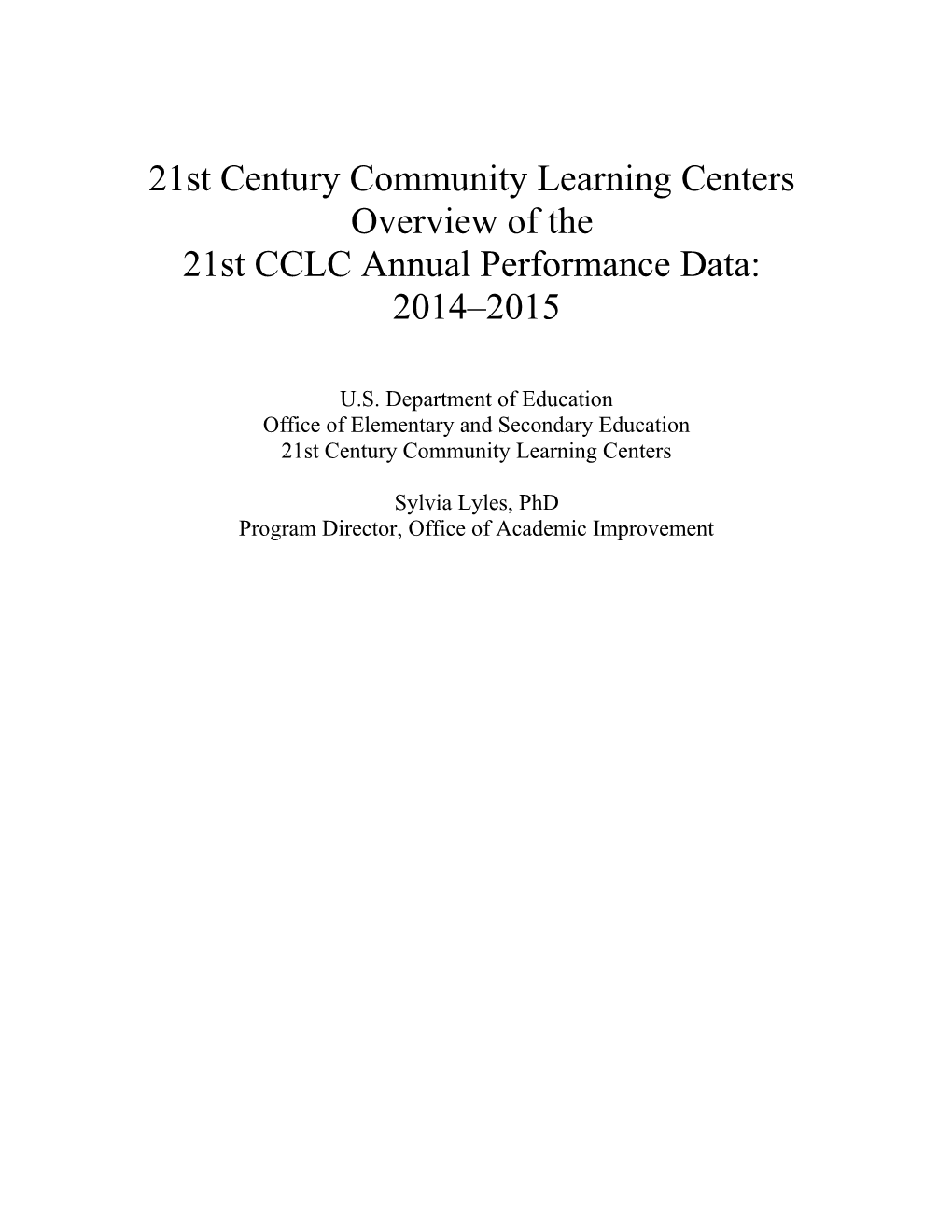 21St CCLC Annual Performance Data 14-15 (MS Word)