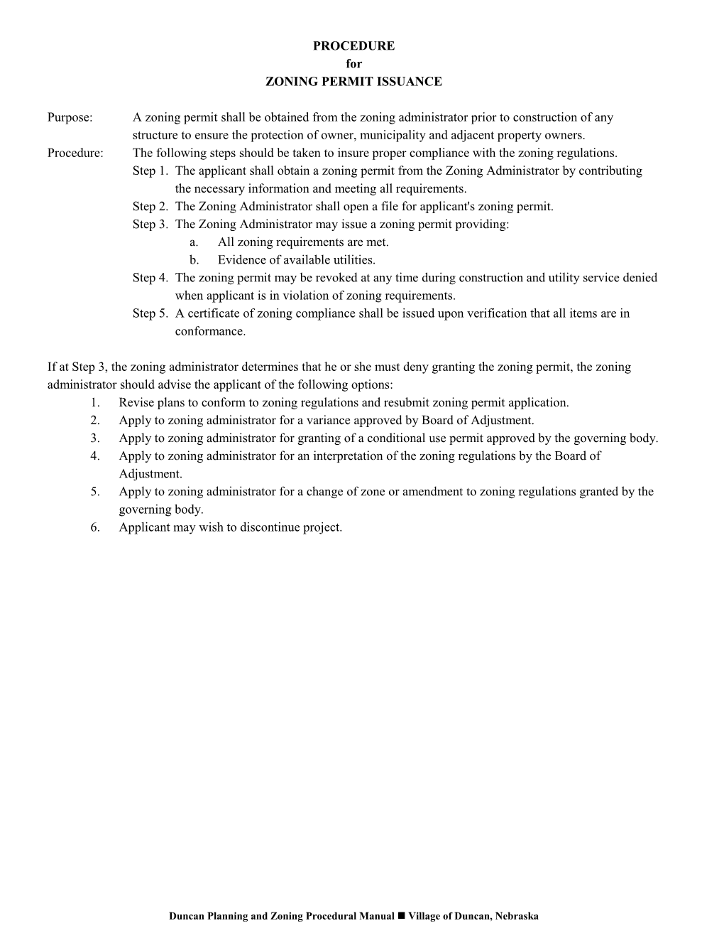 Zoning Permit Issuance