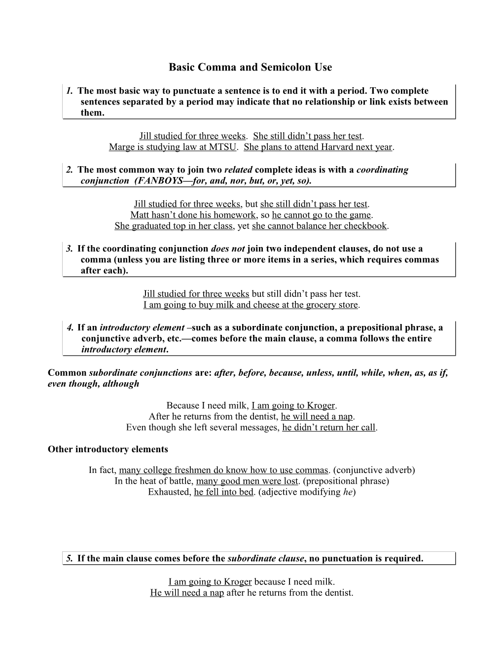 Basic Comma and Semicolon Use Tutorial