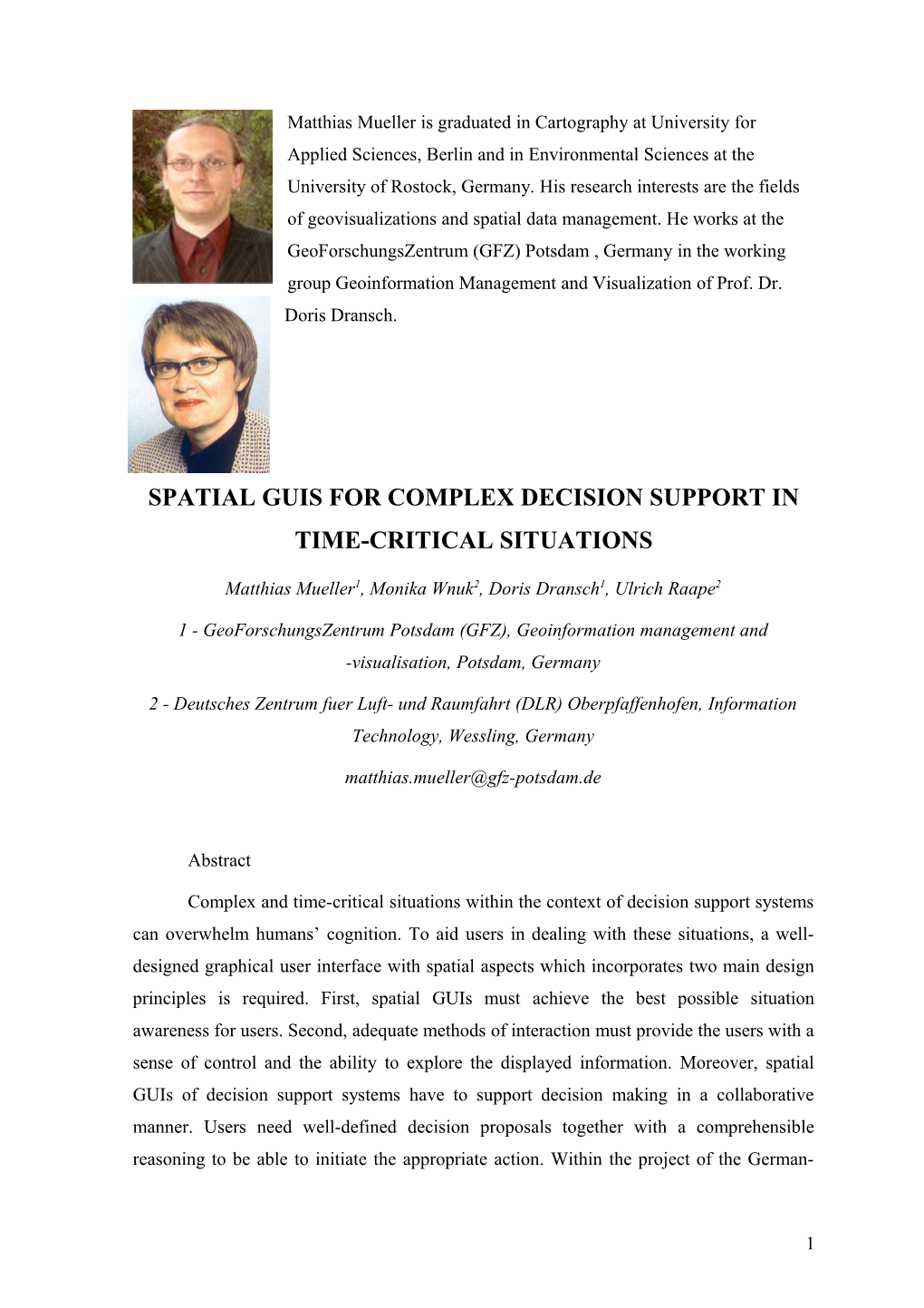 A Spatial Concept for an Actor-Oriented Design for Decision-Support System