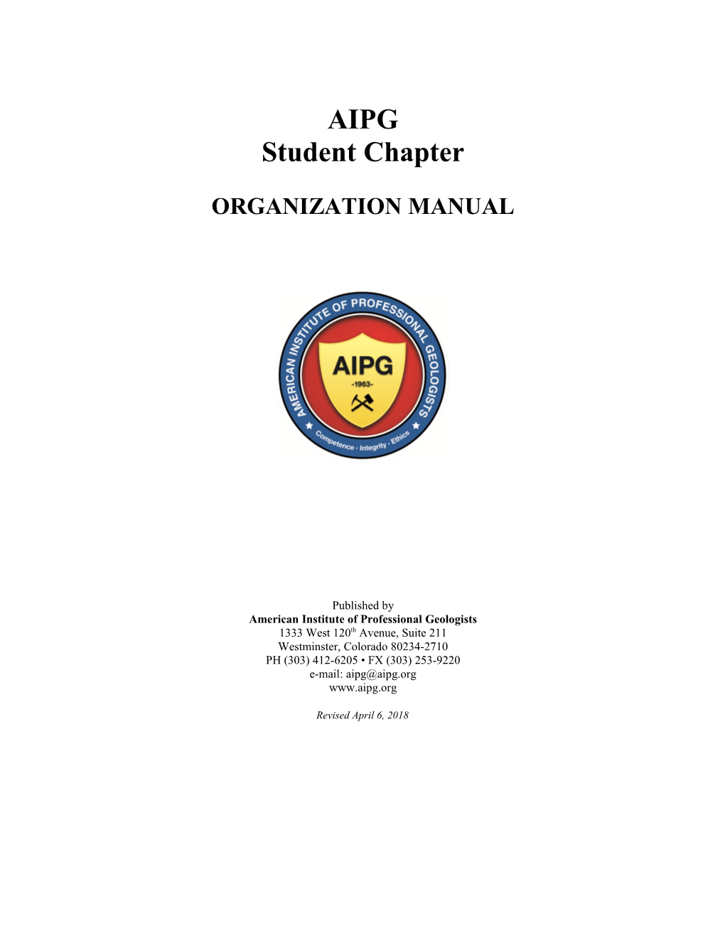 AIPG Student Chapter Organization Manual