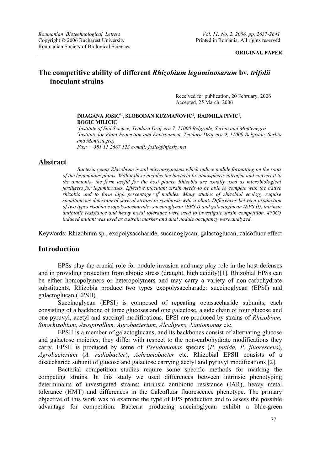 The Competitive Ability of Different Rhizobium Leguminosarum Bv