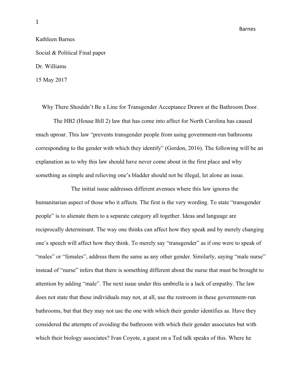 Social & Political Final Paper