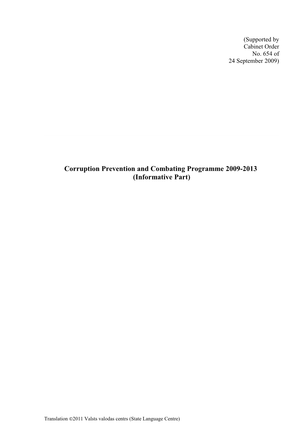Corruption Prevention and Combating Programme 2009-2013