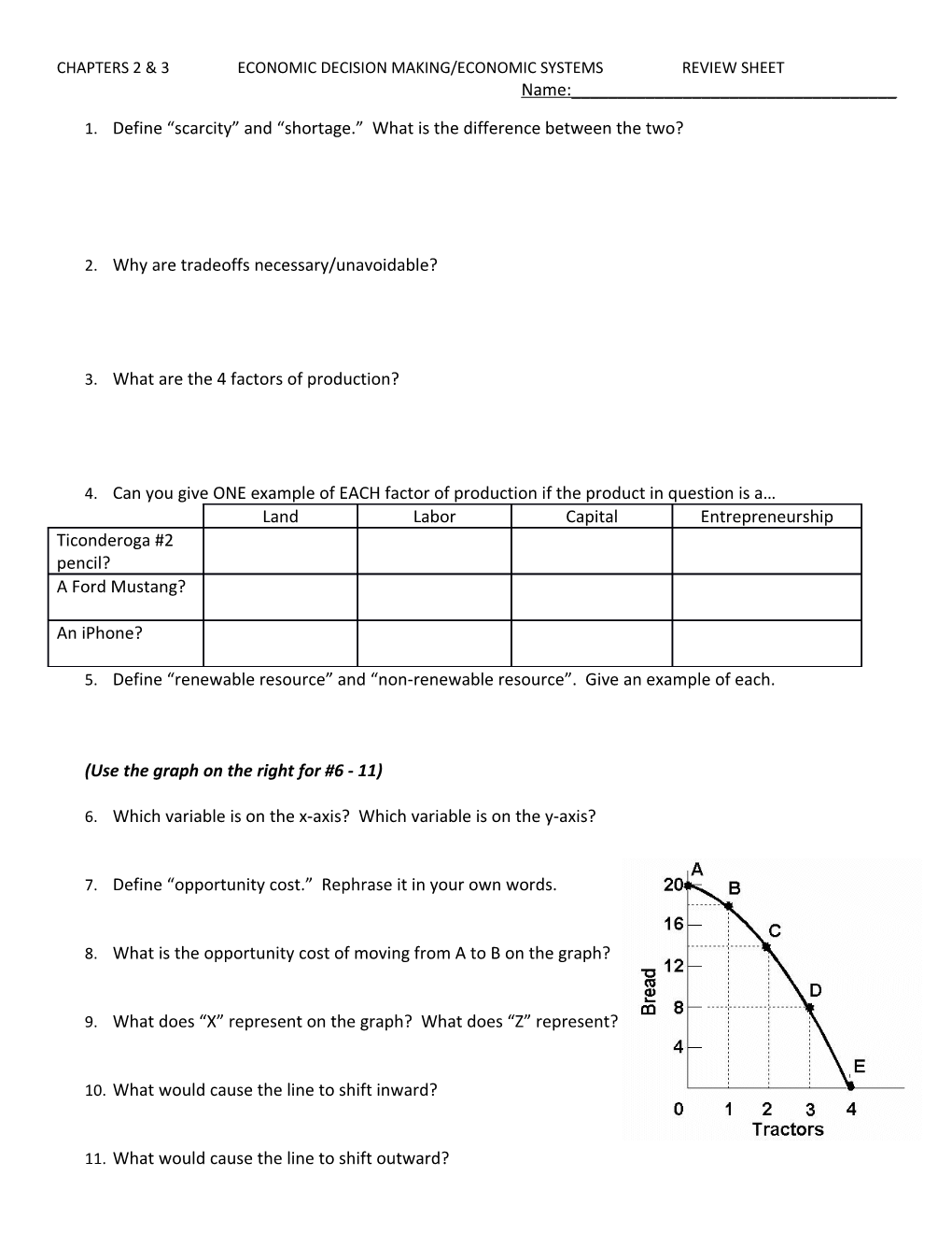 Chapters 2 & 3Economic Decision Making/Economic Systemsreview Sheet