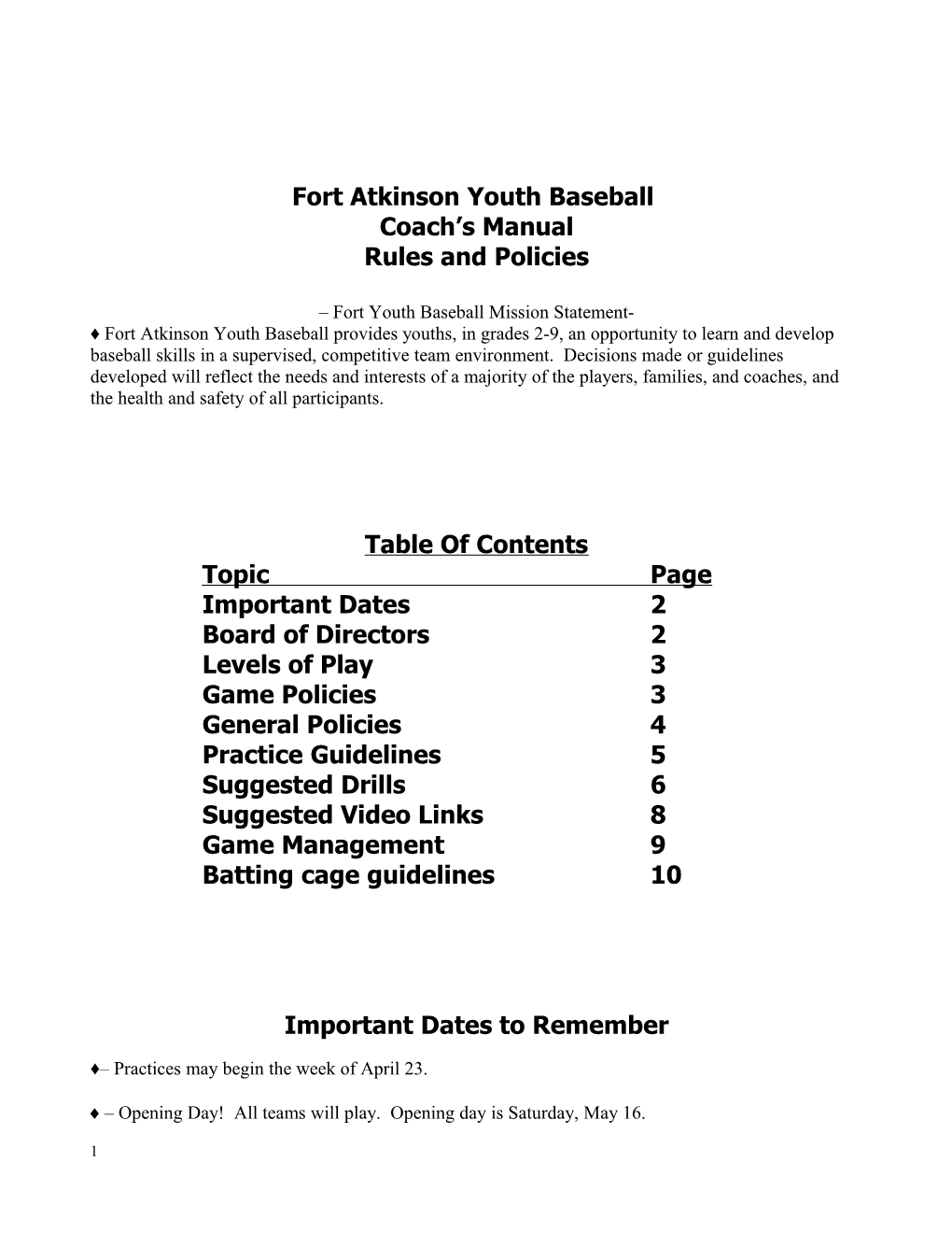 Fort Atkinson Youth Baseball