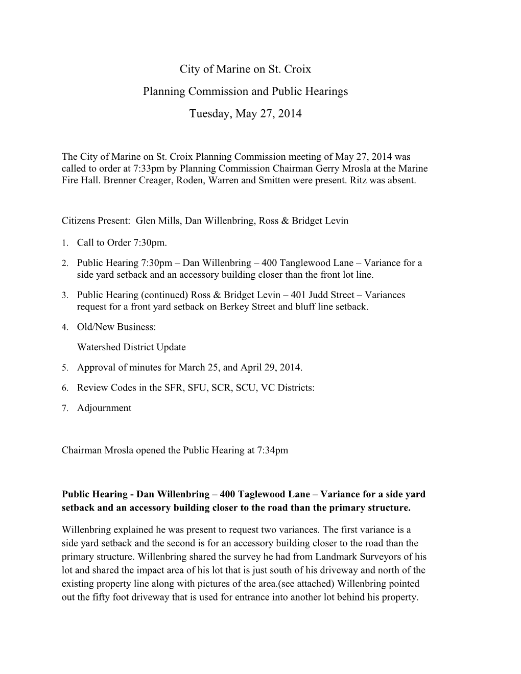 Planning Commission and Public Hearings