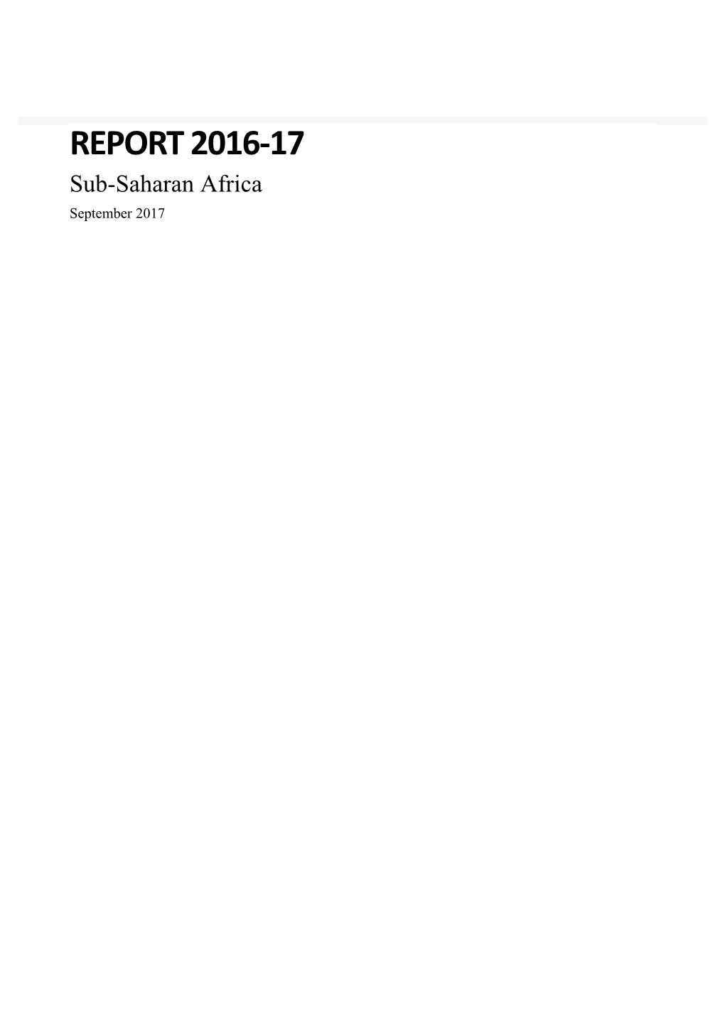 Sub-Saharan Africa Aid Program Performance Report 2016-17
