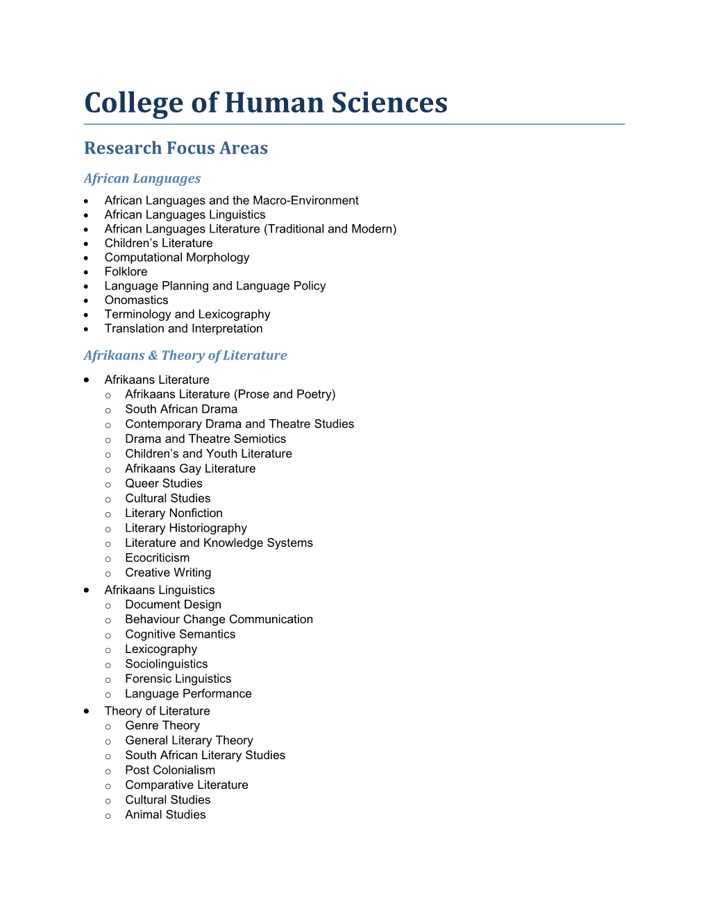 Research Focus Areas