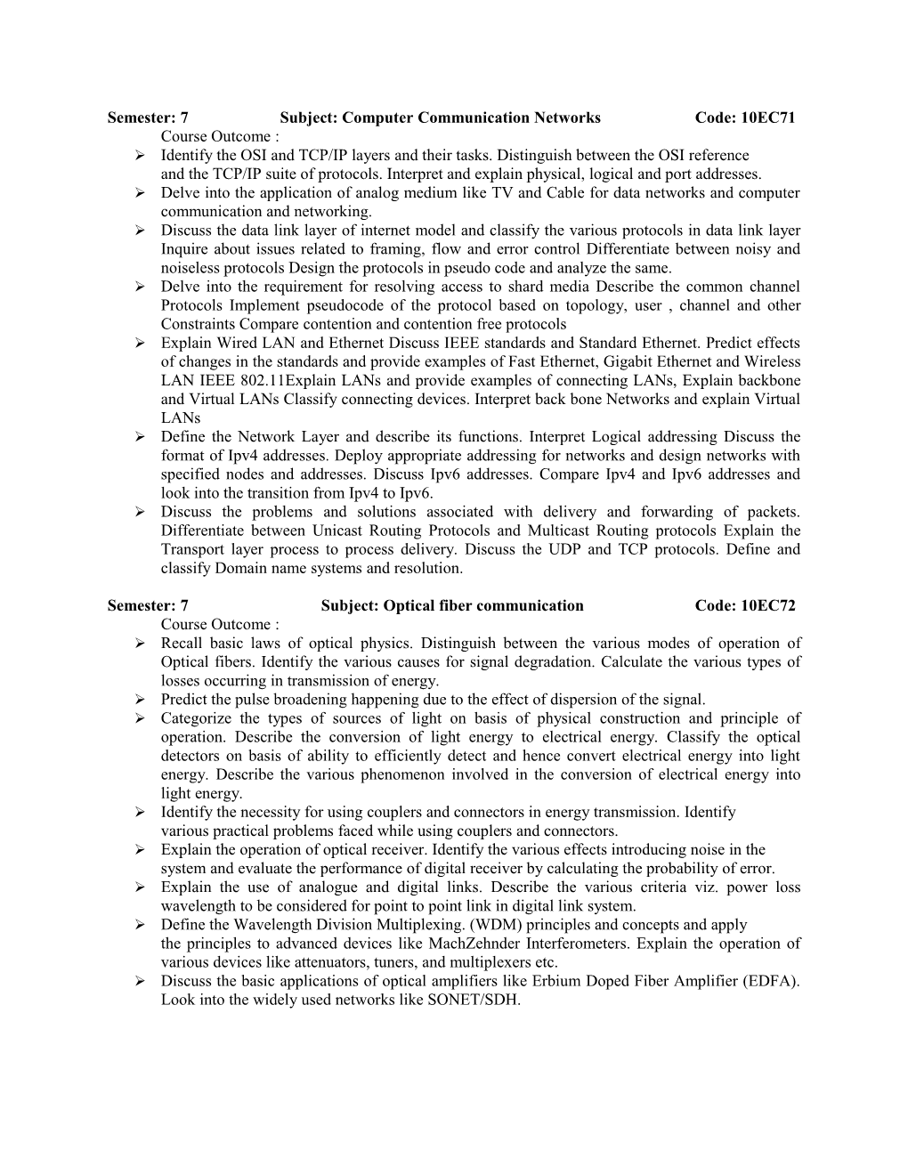 Semester: 7 Subject: Computer Communication Networks Code: 10EC71