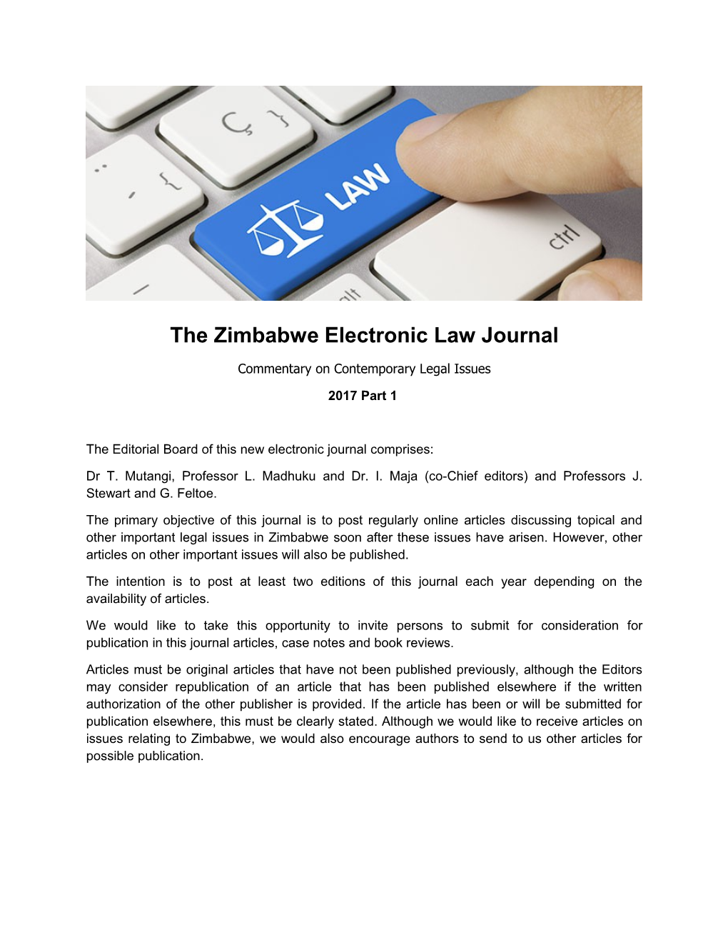 The Zimbabwe Electronic Law Journal