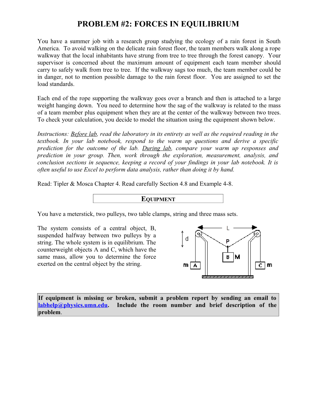 FORCES in EQUILIBRIUM 1301Lab3prob2