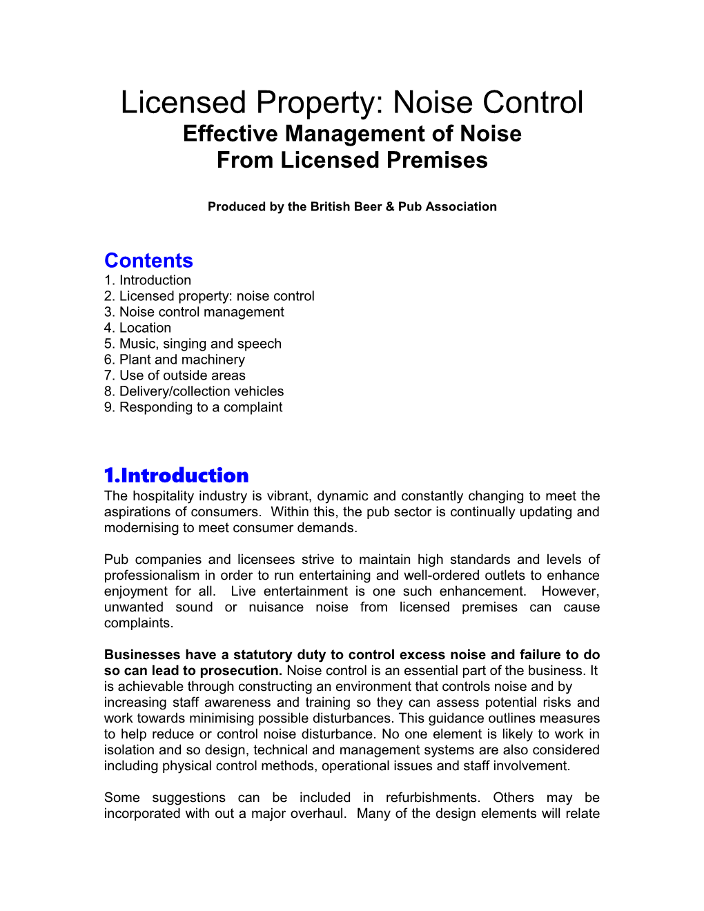 Licensed Property: Noise Control