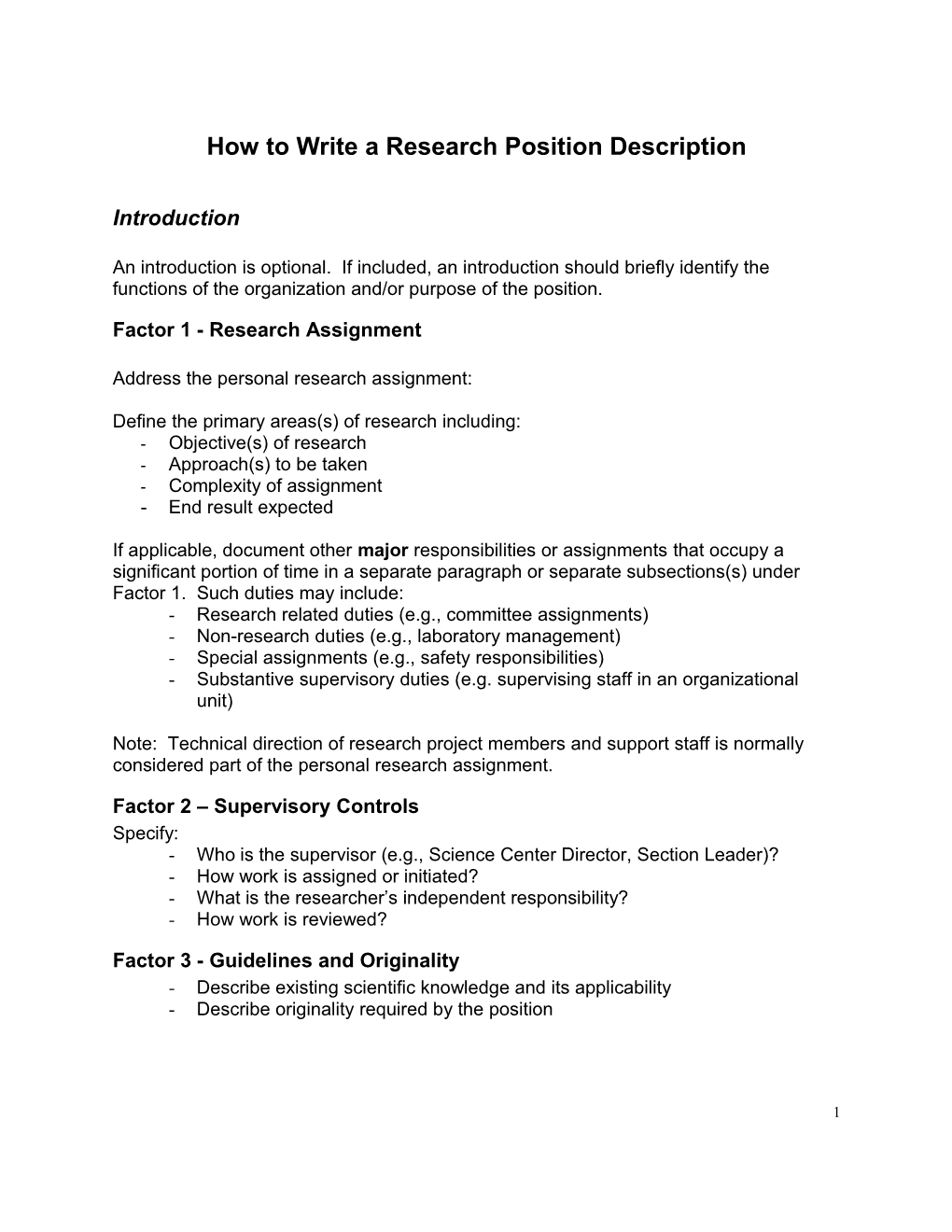 Draft - How to Write a Research Position Description
