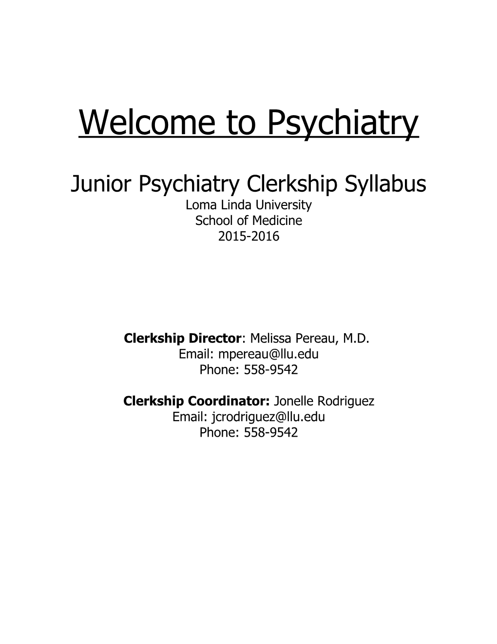 Welcome to Psychiatry