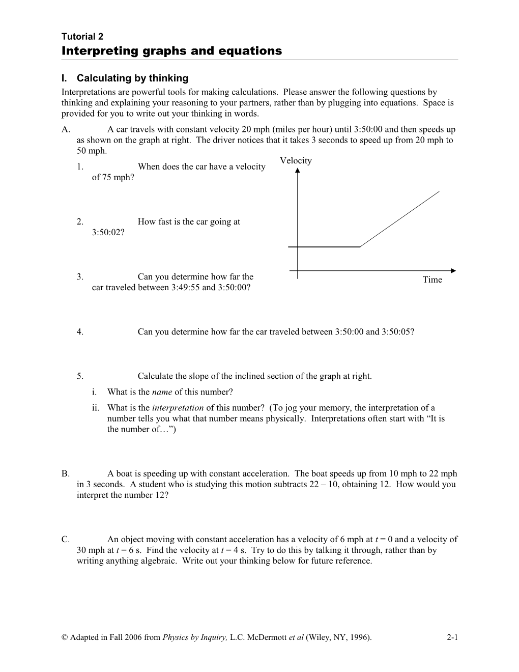 Tutorial 2: Interpreting Graphs and Equations