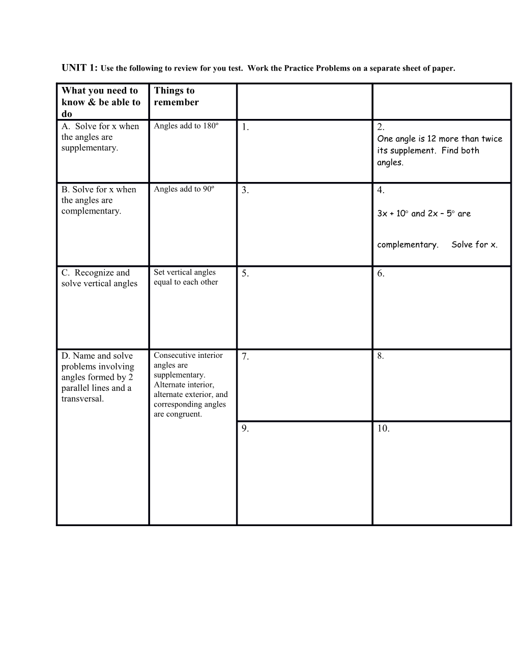 Unit 2 Right Triangle Trigonometry