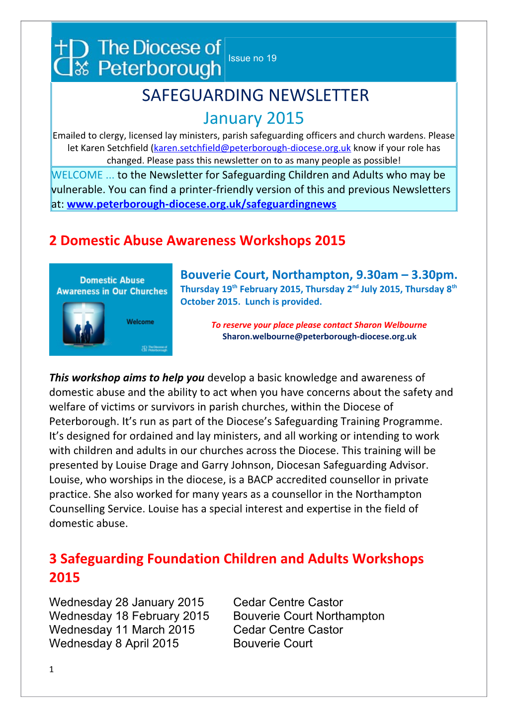 2 Domestic Abuse Awareness Workshops 2015